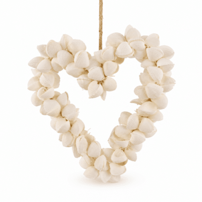 Schelpen decoratie hart wit 15 cm