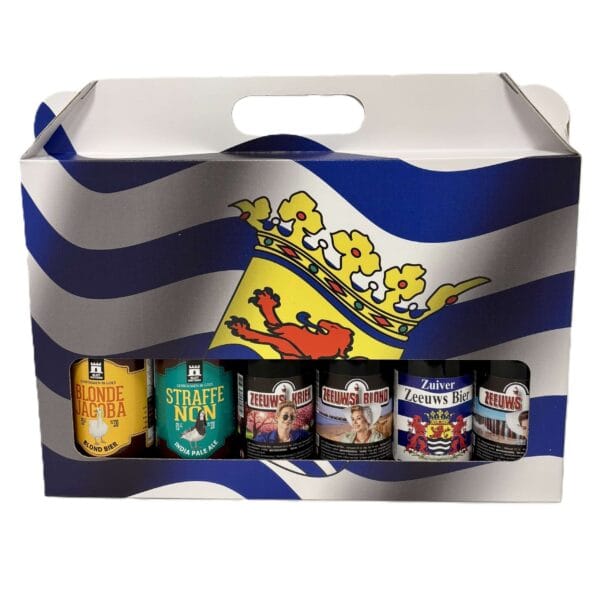 Geschenk koffer Zeeuwse Vlag 6 bieren 1 Geschenk koffer Zeeuwse Vlag 6 bieren