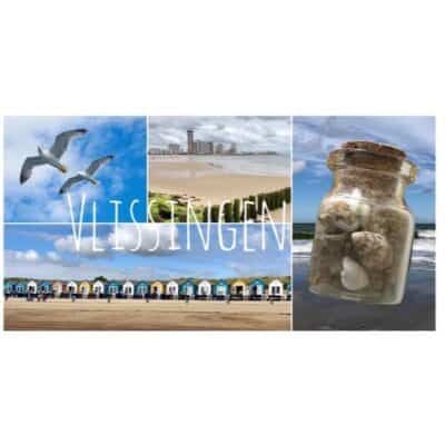 Epoxy magneet Vlissingen met flesje zand ZO