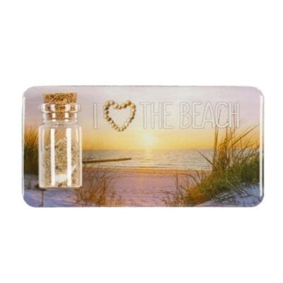 Magneet met flesje zand I love the Beach