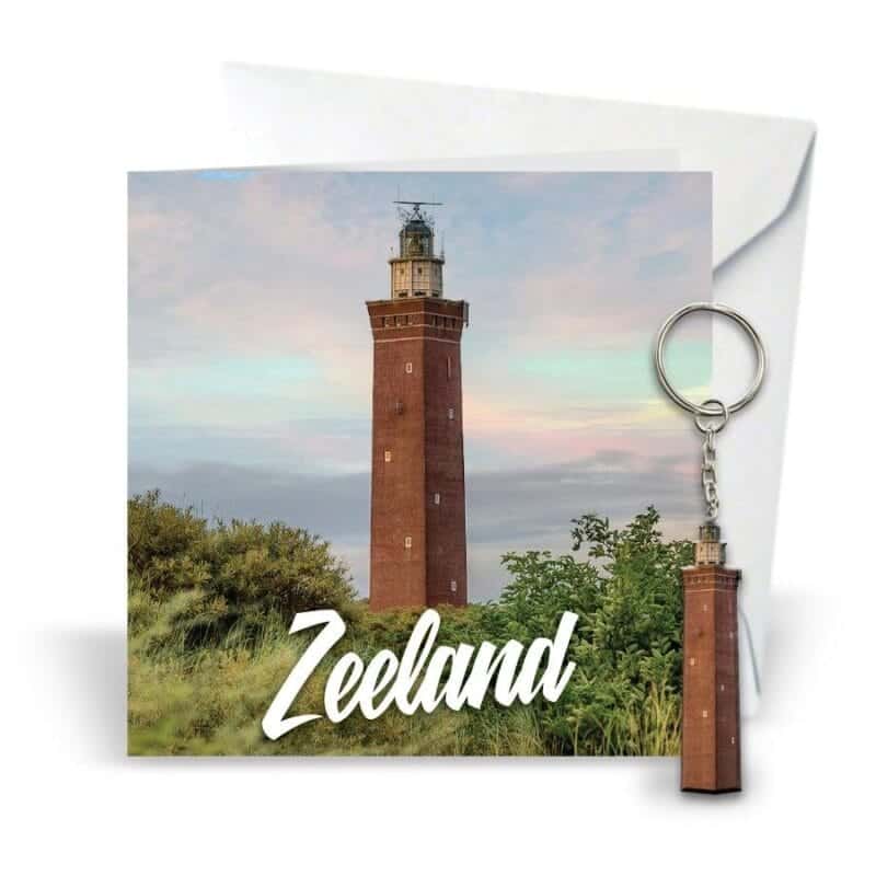 Kaart Vuurtoren Ouddorp met sleutelhanger