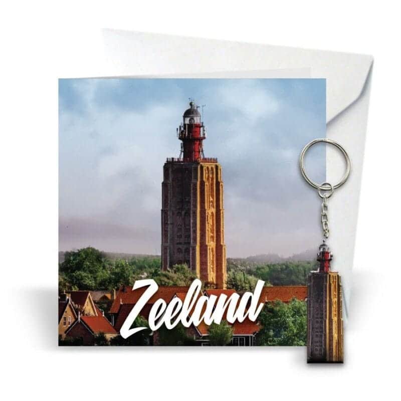 Kaart Vuurtoren Westkapelle Hoog met sleutelhanger (uitverkoop)