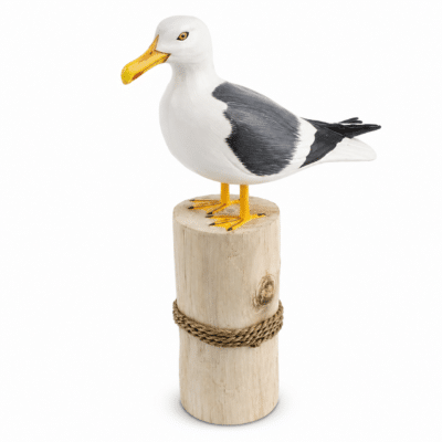 Meeuw op palen hout groot