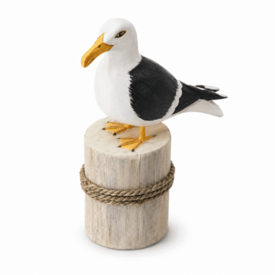 Meeuw op palen hout klein