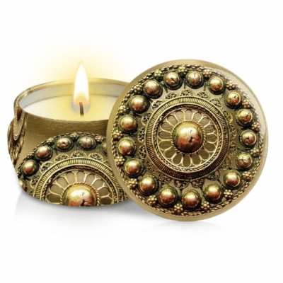 Geurkaars in Zeeuwse Knop blik Goud