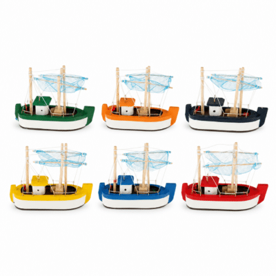 Vissersboot 11 cm 6 assorti.